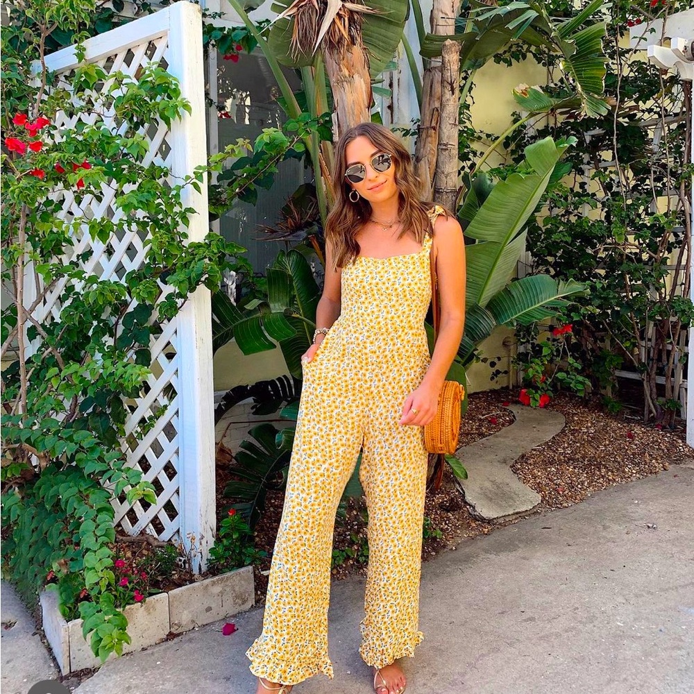 Faithfull the Brand Yellow Floral Jumpsuit